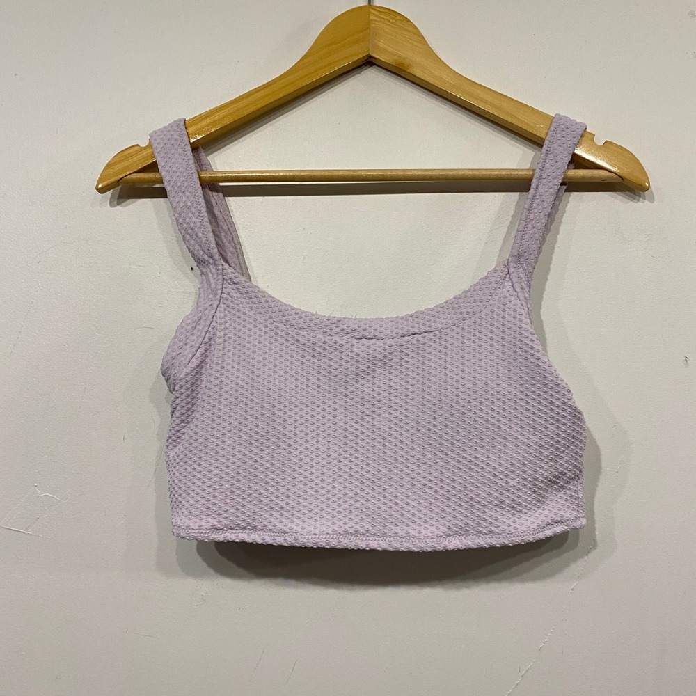 Aerie Real Good Lavender Purple Textured Scoop Neck Bikini Top Medium